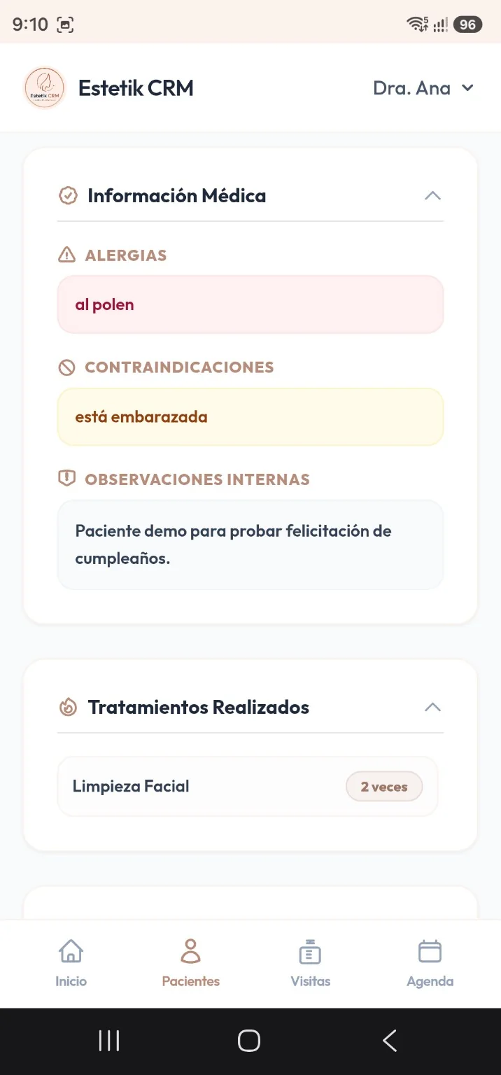 Información médica del paciente